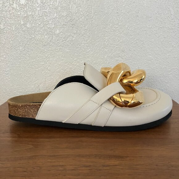 JW Anderson White Gold Chain Mule Clogs - Picture 4 of 9